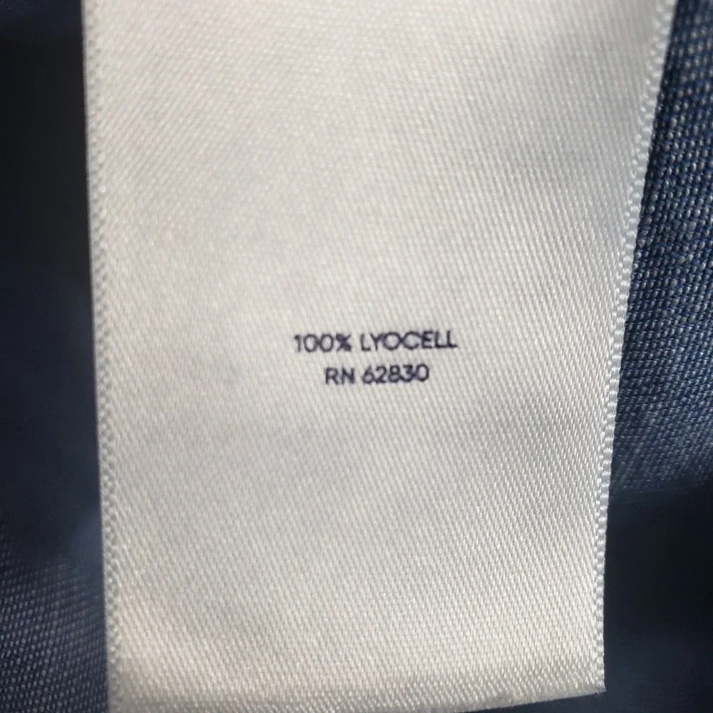 Lands' End Women M Chambray Shirt Dress Blue Denim Short Sleeve Button‎ Front - Picture 7 of 8